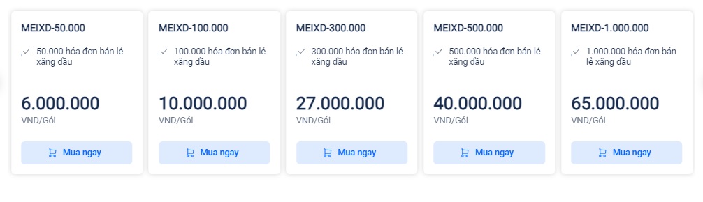 bảng báo giá hóa đơn điện tử xăng dầu