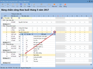 Bảng chấm công theo buổi trên phần mềm kế toán MISA SME NET 2023
